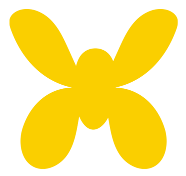 a yellow butterfly shape